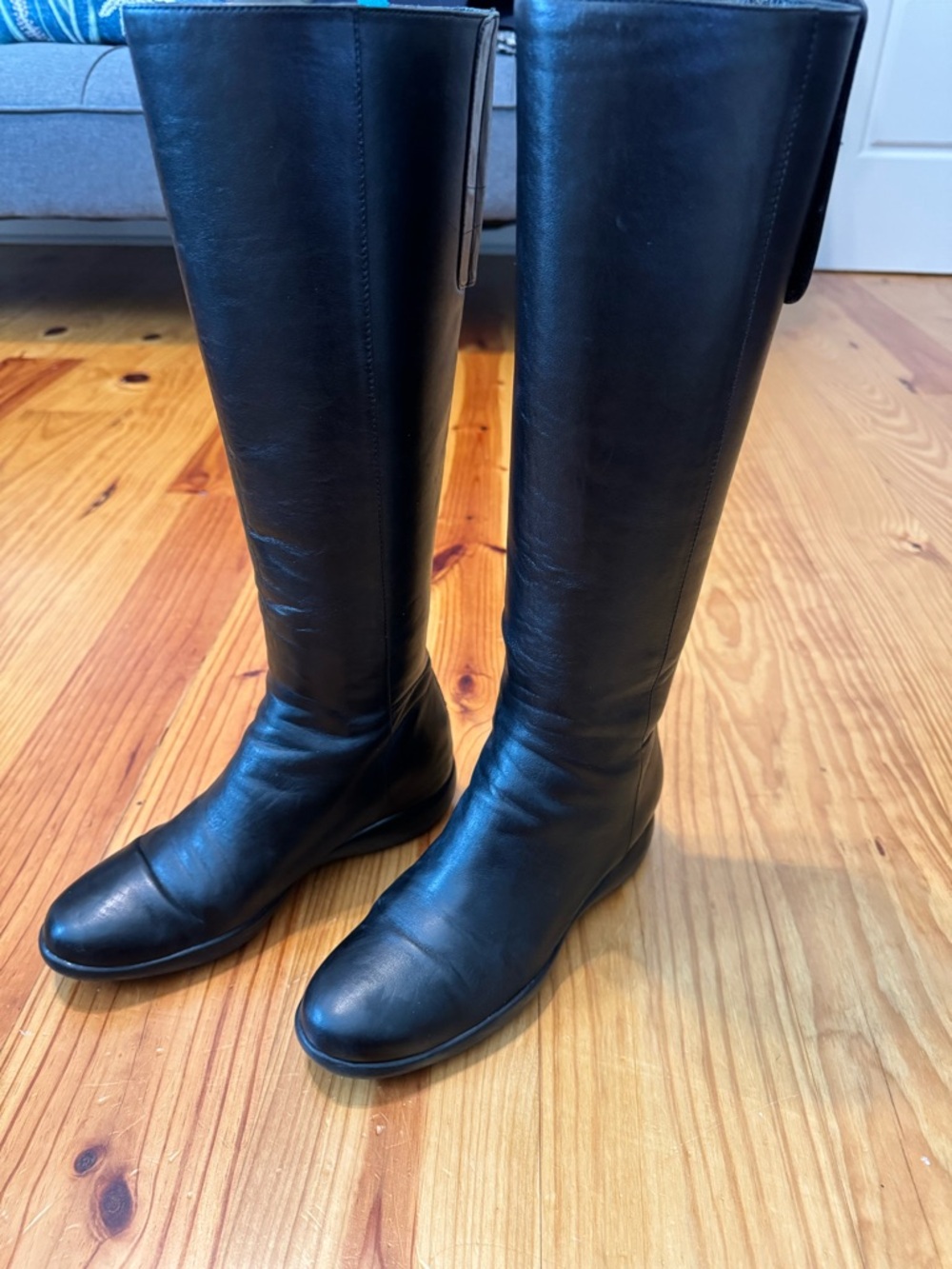 PRADA Calzature Donna Nappa Sport B Nero Black Leather Riding Boots 36.5 3WZ013 - Picture 2 of 16